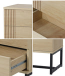 Oikiture Bedside Tables 2 Drawers Bedroom Metal