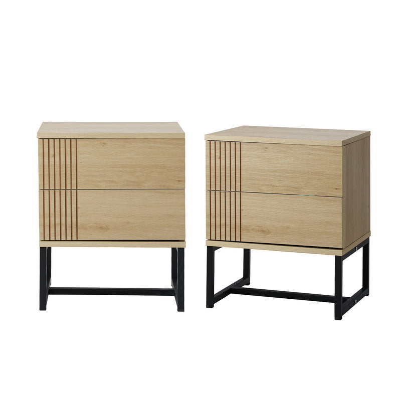 Oikiture Set of 2 Bedside Tables Bedroom Metal