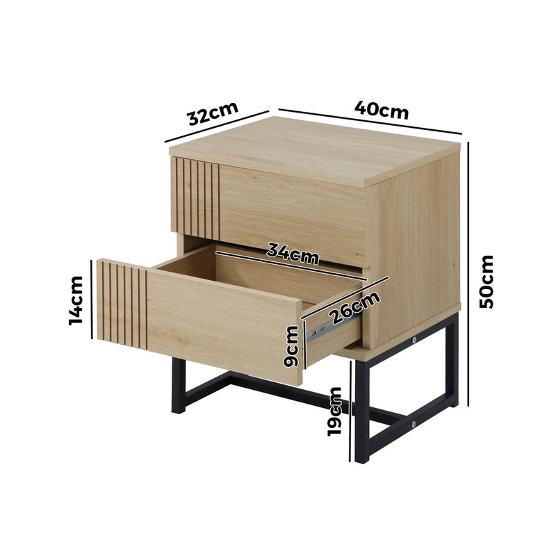 Oikiture Set of 2 Bedside Tables Bedroom Metal