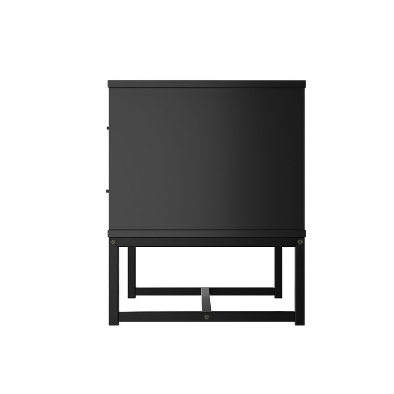 Oikiture Bedside Table 2 Drawers Storage Metal Industrial