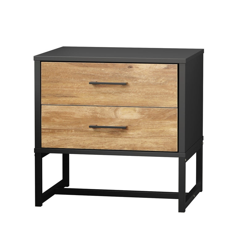 Oikiture 2x Bedside Table 2 Drawers Storage Metal Industrial