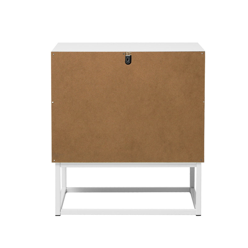 Oikiture 2x Bedside Table 2 Drawers Steel Legs White