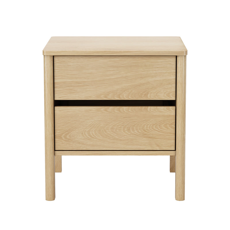 Oikiture Bedside Table 2 Drawers Nightstand Handle-free Natural