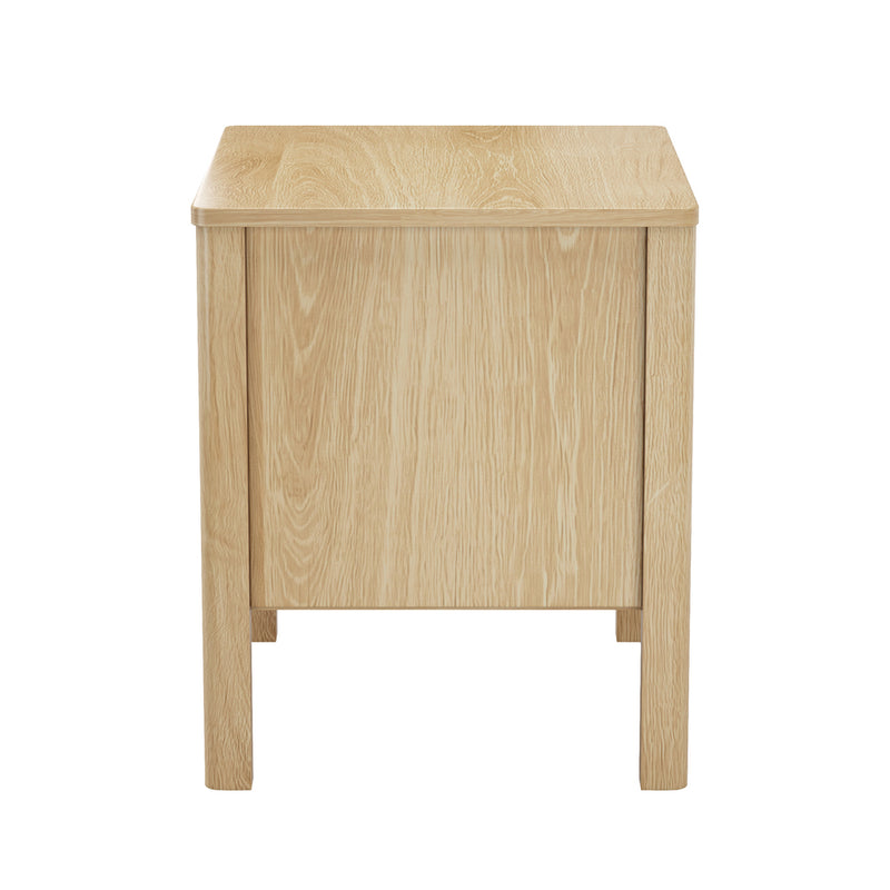 Oikiture Bedside Table 2 Drawers Nightstand Handle-free Natural