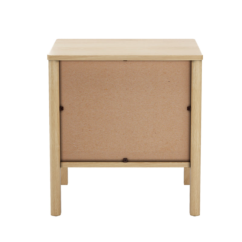 Oikiture Bedside Table 2 Drawers Nightstand Handle-free Natural