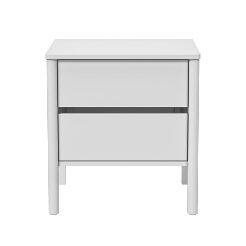 Oikiture Bedside Table 2 Drawers Nightstand Handle-free White