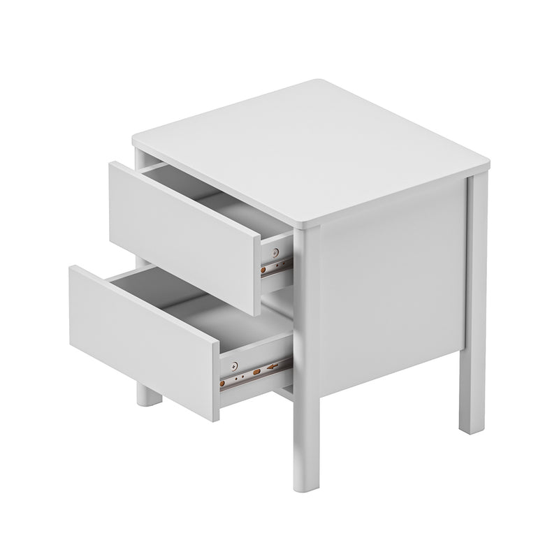 Oikiture Bedside Table 2 Drawers Nightstand Handle-free White