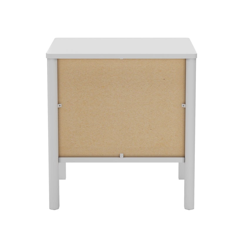 Oikiture Bedside Table 2 Drawers Nightstand Handle-free White