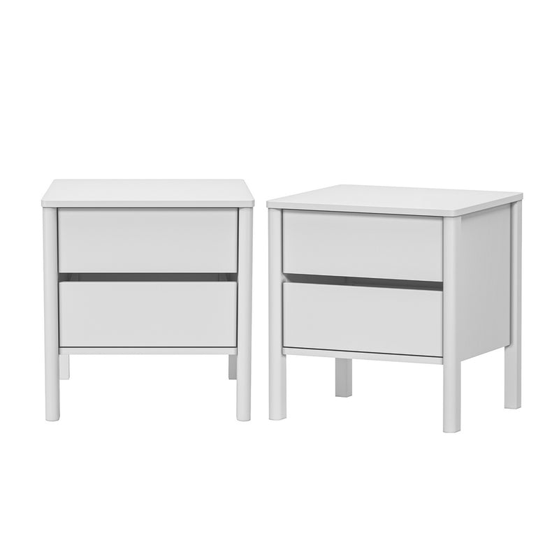 Oikiture 2x Bedside Tables 2 Drawers Nightstand Handle-free White