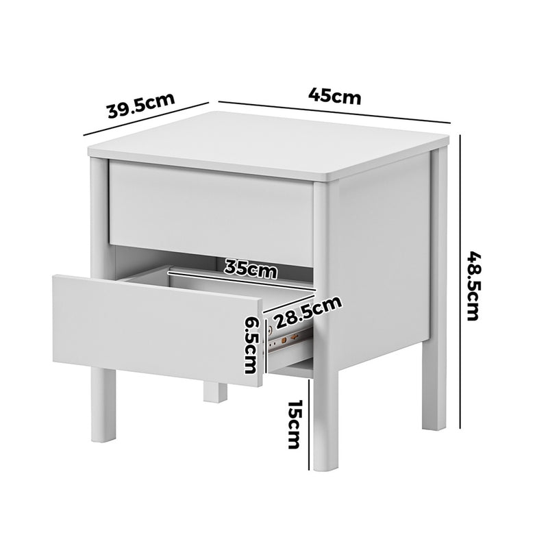 Oikiture 2x Bedside Tables 2 Drawers Nightstand Handle-free White