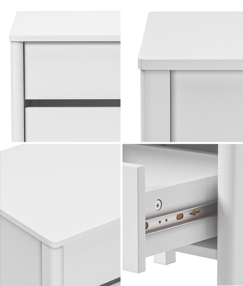 Oikiture 2x Bedside Tables 2 Drawers Nightstand Handle-free White