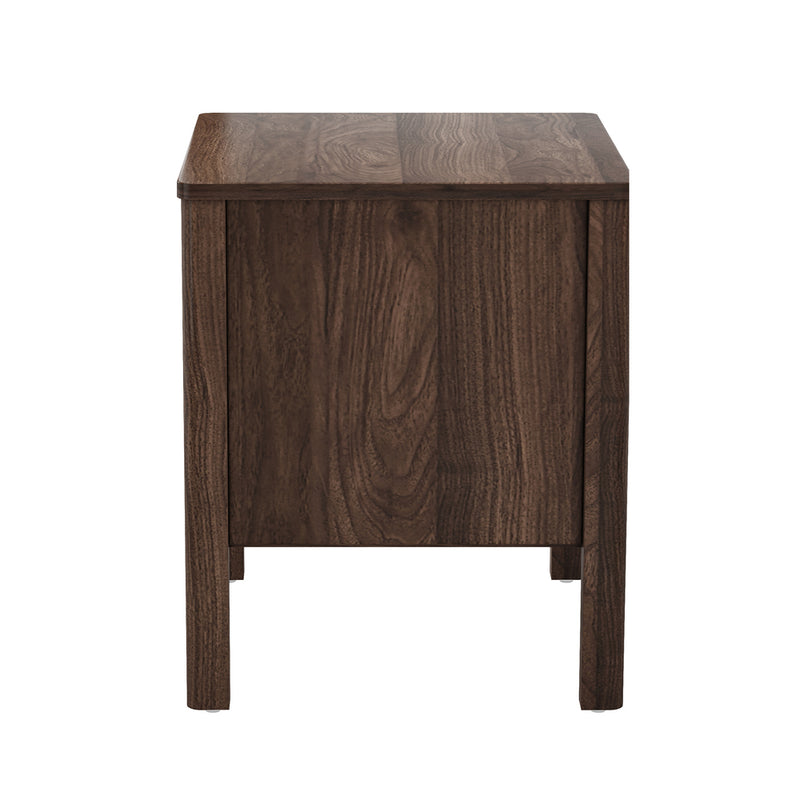 Oikiture 2x Bedside Tables 2 Drawers Nightstand Handle-free Walnut
