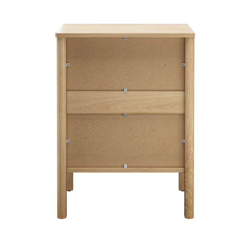 Oikiture Bedside Table 3 Drawers Nightstand Handle-free Natural