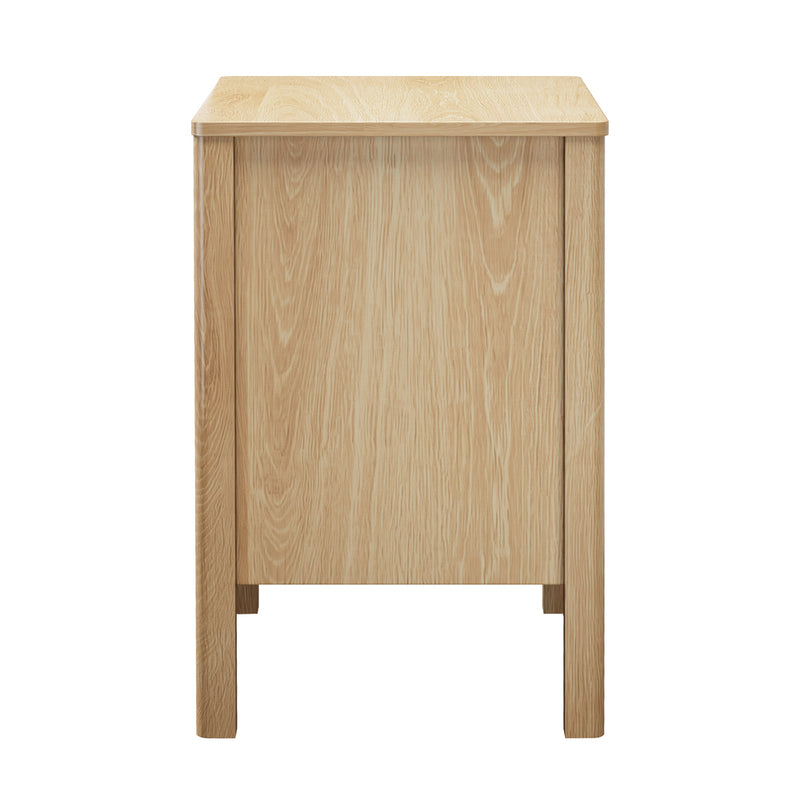 Oikiture 2x Bedside Tables 3 Drawers Nightstand Handle-free Natural
