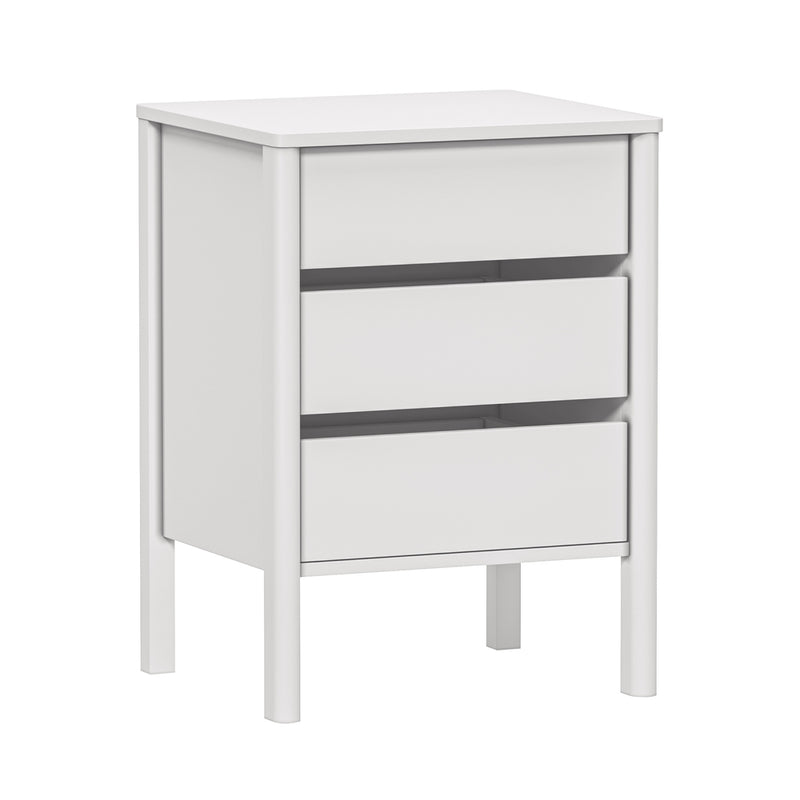 Oikiture Bedside Table 3 Drawers Nightstand Handle-free White