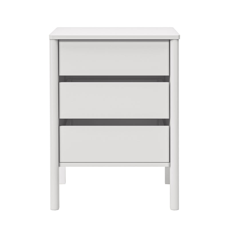 Oikiture Bedside Table 3 Drawers Nightstand Handle-free White