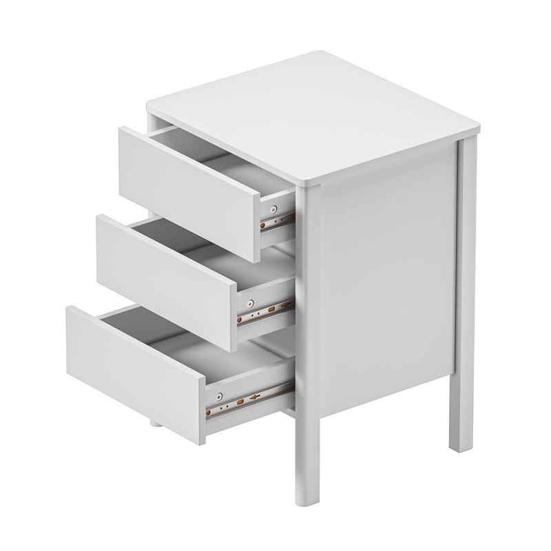 Oikiture 2x Bedside Tables 3 Drawers Nightstand Handle-free White