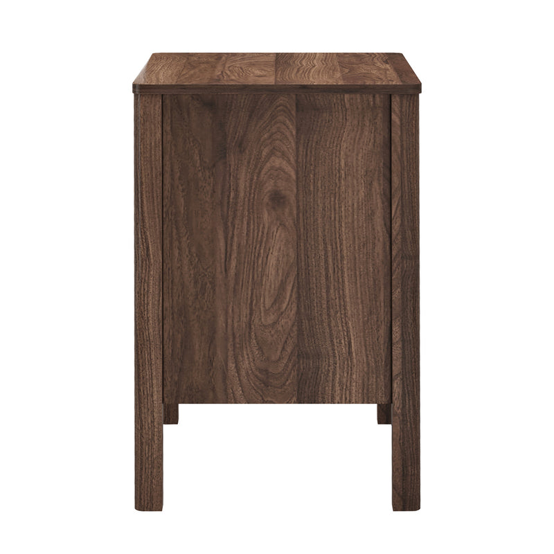 Oikiture 2x Bedside Tables 3 Drawers Nightstand Handle-free Walnut