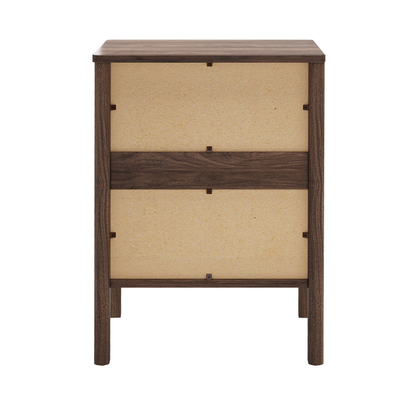 Oikiture 2x Bedside Tables 3 Drawers Nightstand Handle-free Walnut