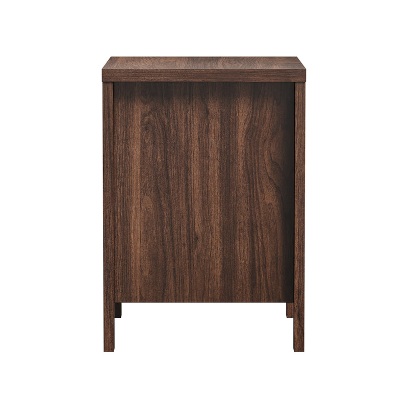 Oikiture 2x Bedside Table 2 Drawers Nightstand Handle-Free Walnut