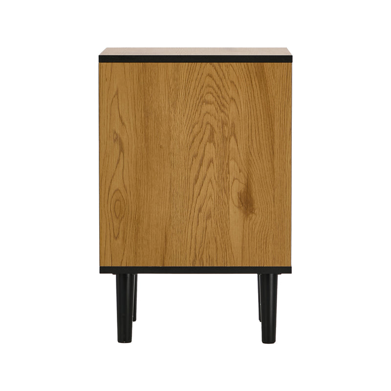 Oikiture Bedside Table 2 Drawers Shelf End Table Nightstand Natural