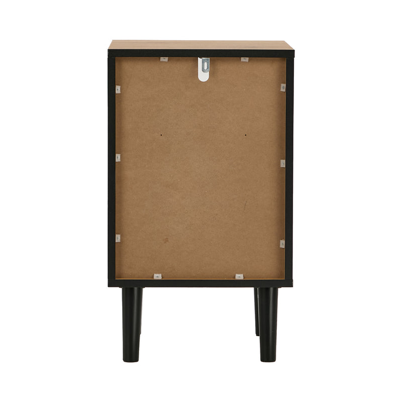 Oikiture Bedside Table 2 Drawers Shelf End Table Nightstand Natural
