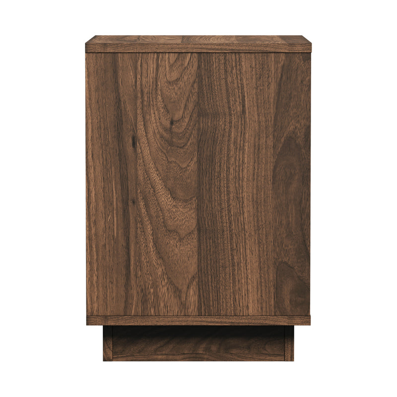 Oikiture Bedside Table 2 Drawer Side Cabinet Metal Handle Walnut