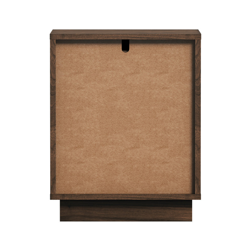 Oikiture Bedside Table 2 Drawer Side Cabinet Metal Handle Walnut