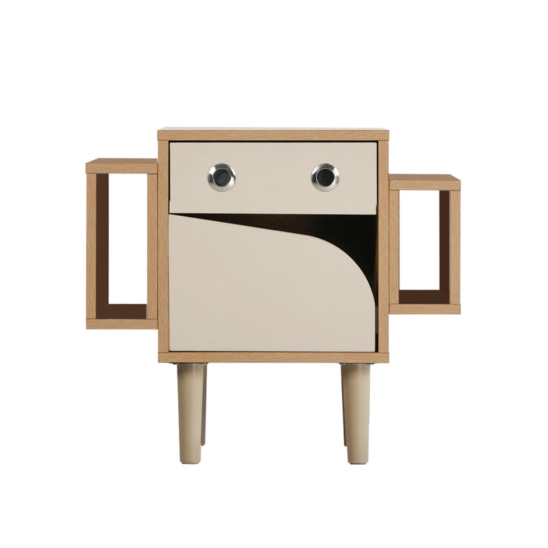 Oikiture Kids Robot Bedside Table Nightstand Drawer Bedroom Cabinet