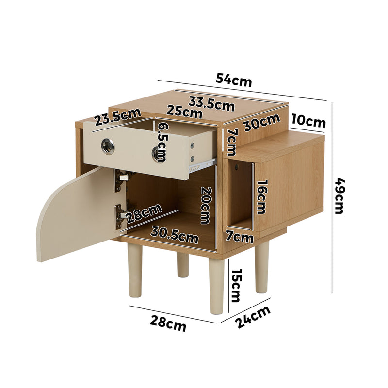 Oikiture Kids Robot Bedside Table Nightstand Drawer Bedroom Cabinet