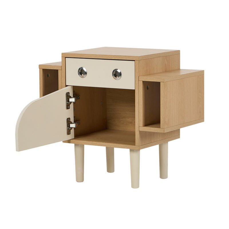 Oikiture Kids Robot Bedside Table Nightstand Drawer Bedroom Cabinet