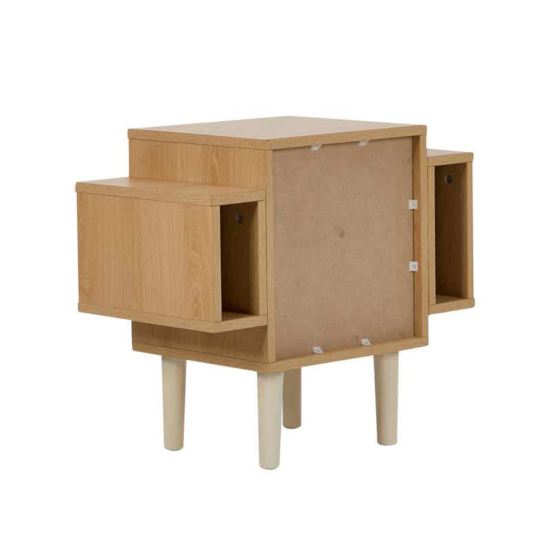 Oikiture Kids Robot Bedside Table Nightstand Drawer Bedroom Cabinet