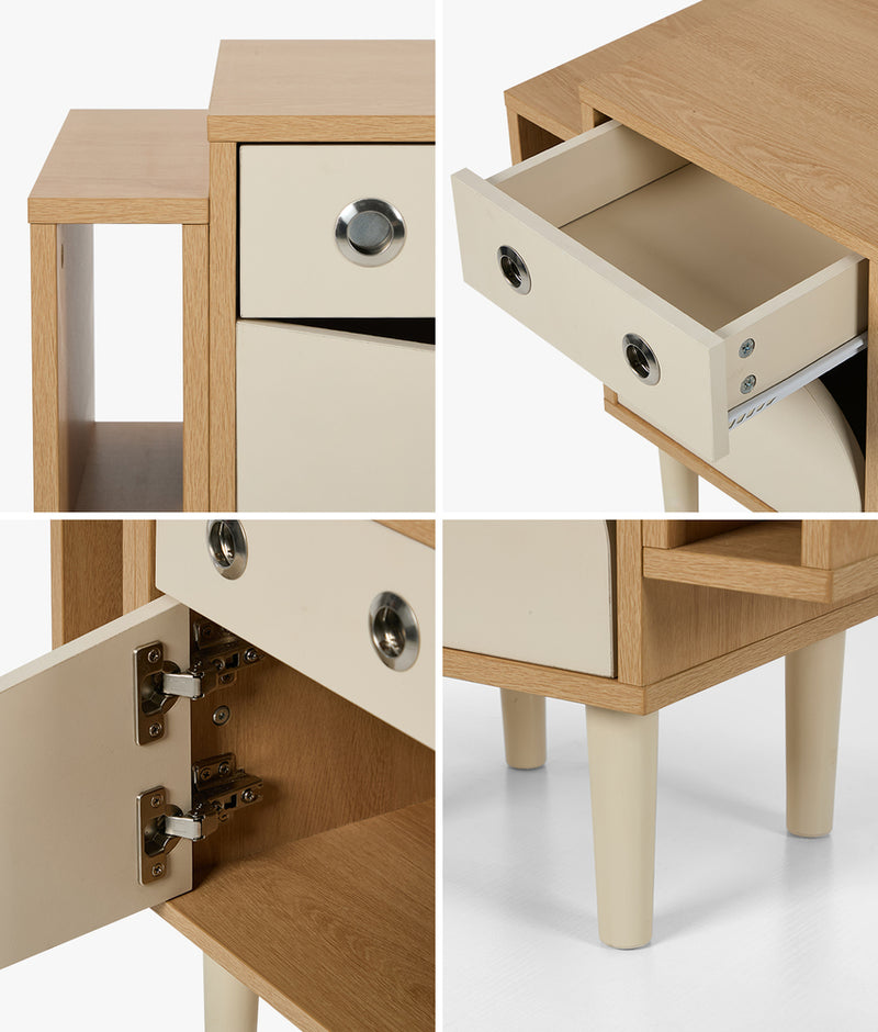 Oikiture Kids Robot Bedside Table Nightstand Drawer Bedroom Cabinet