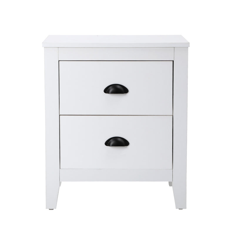 Oikiture Bedside Table 2 Drawers Nightstand Vintage