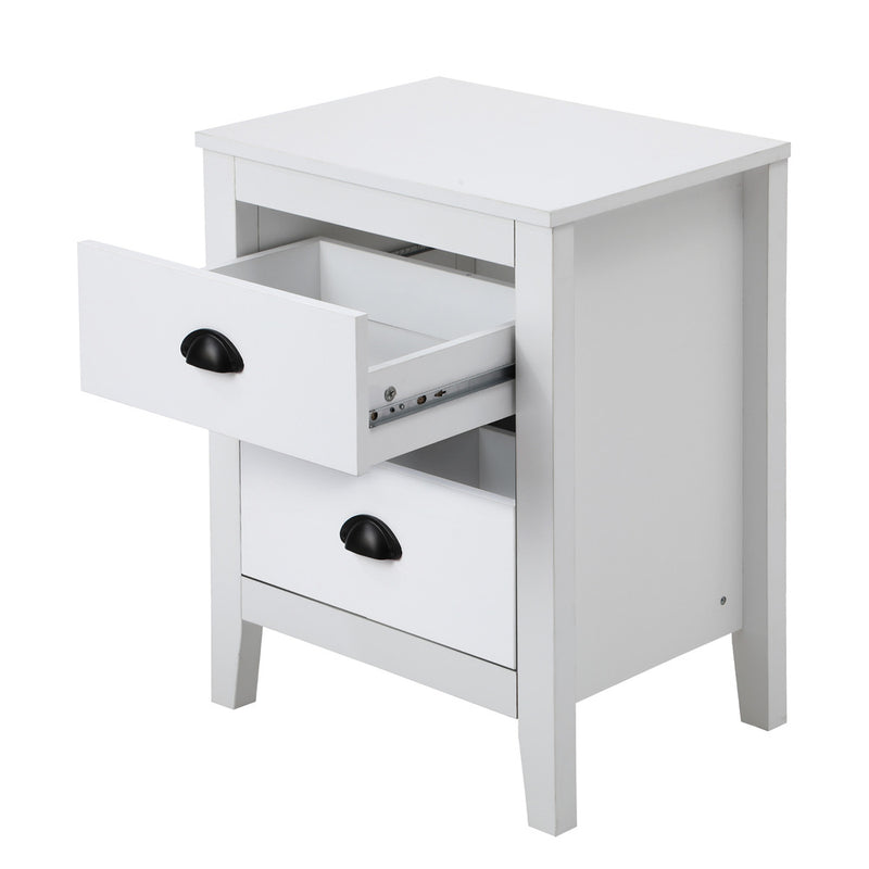 Oikiture Bedside Table 2 Drawers Nightstand Vintage