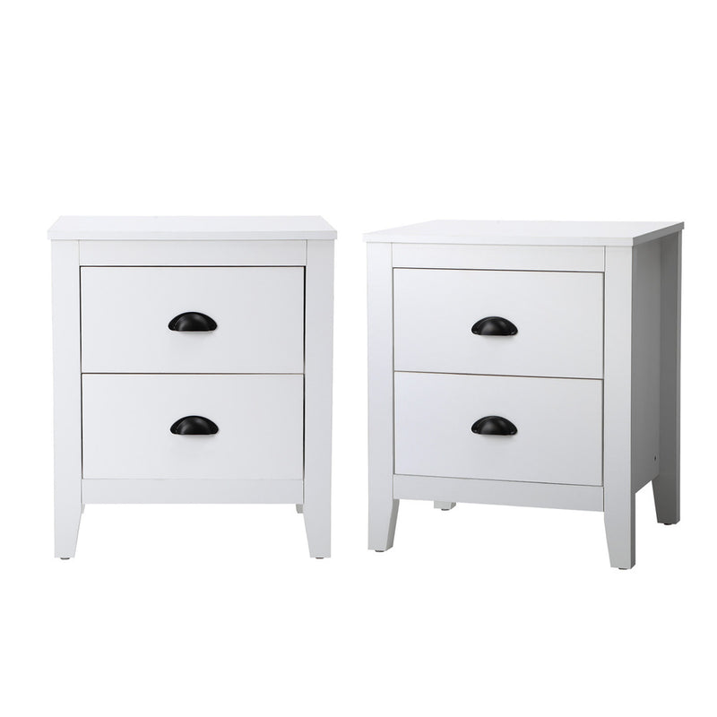 Oikiture 2x Bedside Table 2 Drawers Nightstand Vintage