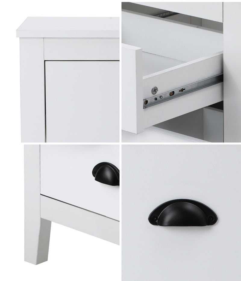 Oikiture 2x Bedside Table 2 Drawers Nightstand Vintage