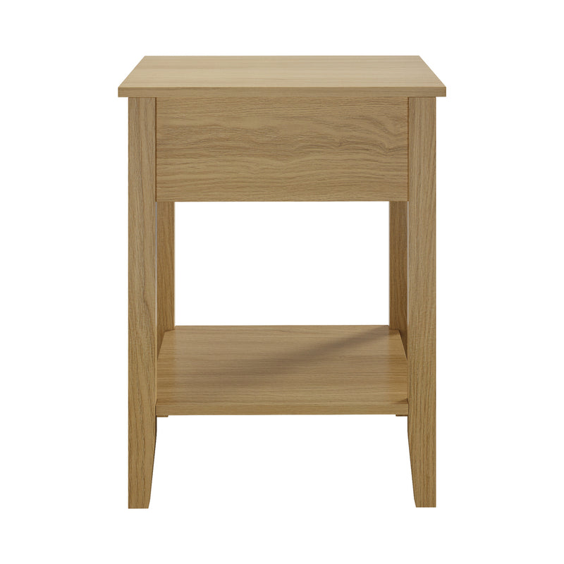 Oikiture 2x Bedside Table 1 Drawer Open Shelf Nightstand Natural