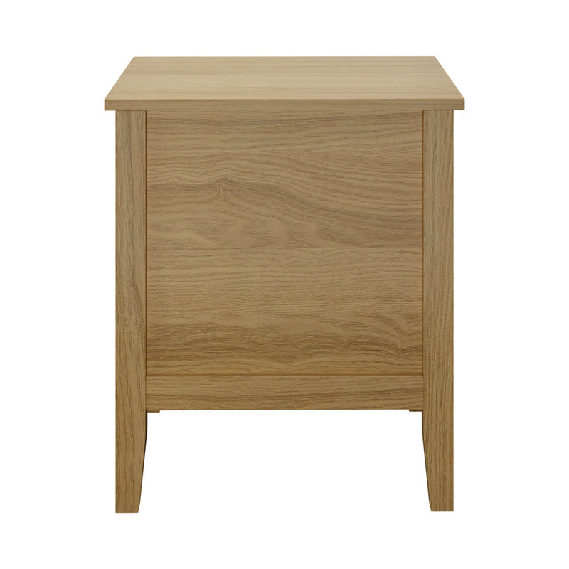 Oikiture 2pc Bedside Table 2 Drawers Nightstand Gold Handle Natural