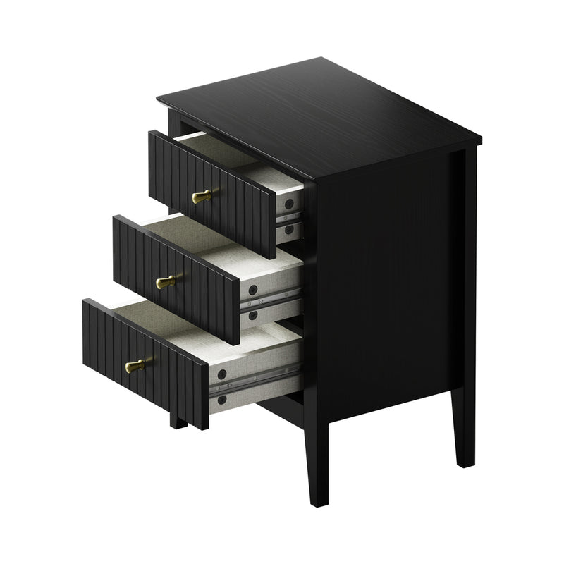 Oikiture Bedside Tables Set of 2 Side End Nightstand Black