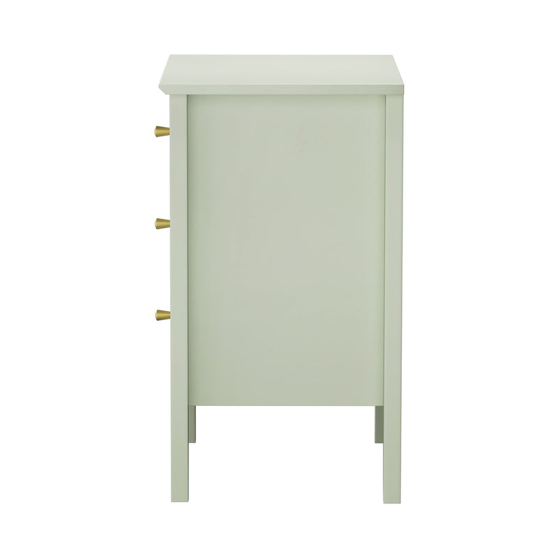 Oikiture Bedside Table 3 Drawers Side End Nightstand Green