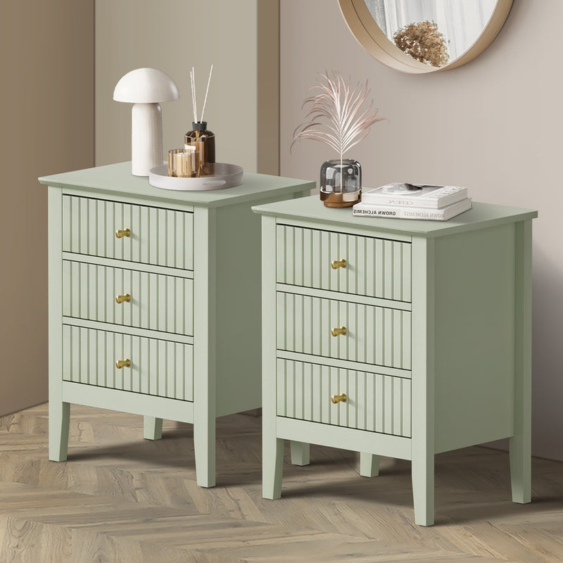 Oikiture Bedside Tables Set of 2 Side End Nightstand Green