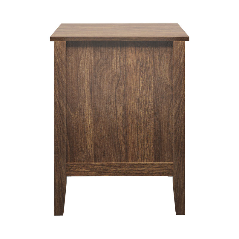 Oikiture Bedside Table 3 Drawers Side End Nightstand Walnut