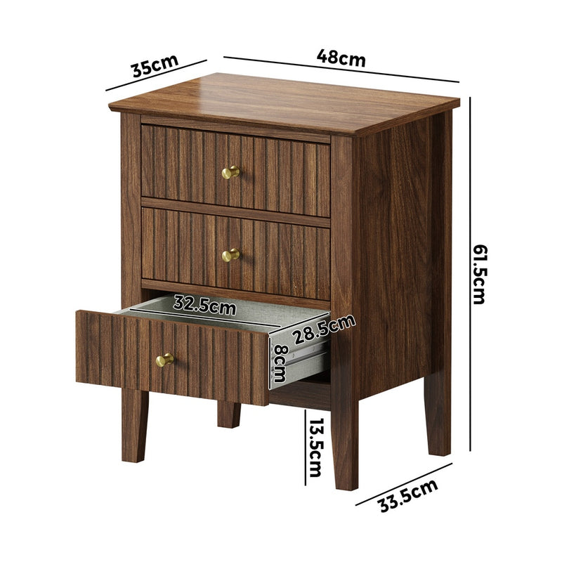 Oikiture Bedside Tables Set of 2 Side End Nightstand Walnut