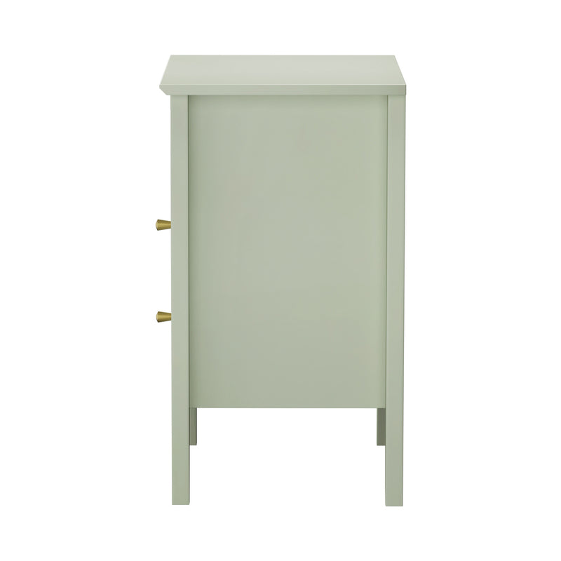 Oikiture Bedside Table Nightstand 2 Drawer with Storage Cabinet Green