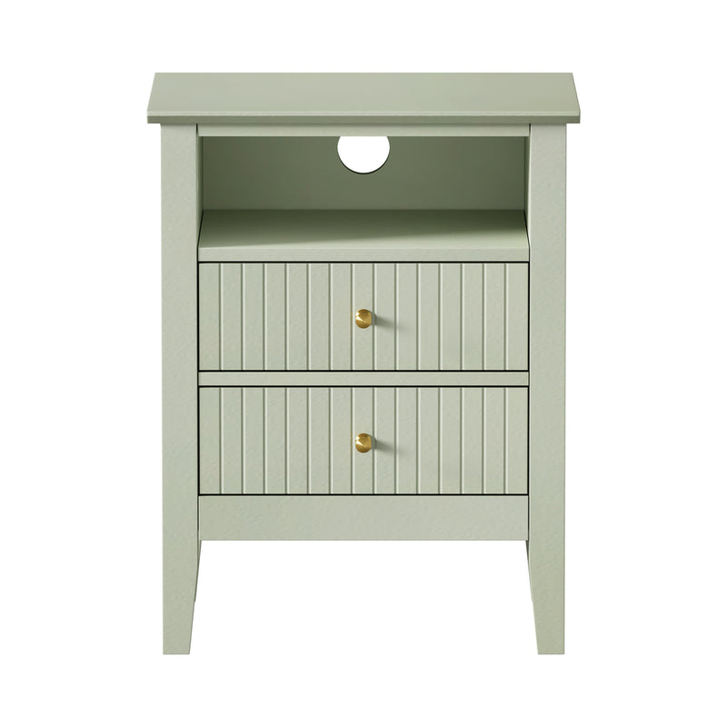 Oikiture 2x Bedside Table Nightstand 2 Drawers Bedroom Cabinet Green