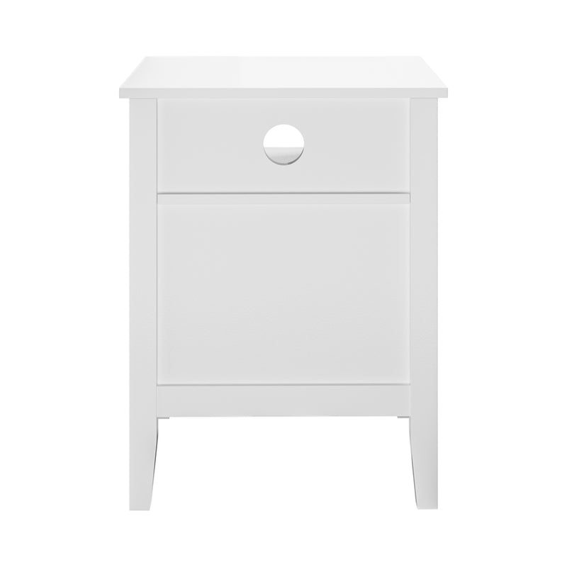 Oikiture Bedside Table Nightstand 2 Drawer with Storage Cabinet White