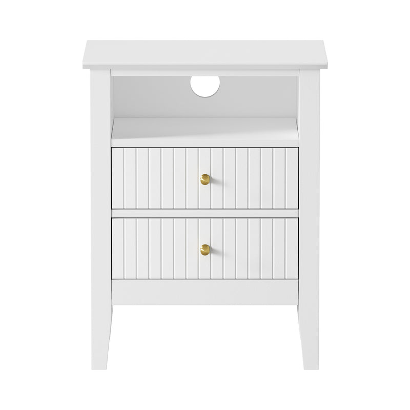 Oikiture 2x Bedside Table Nightstand 2 Drawers Bedroom Cabinet White