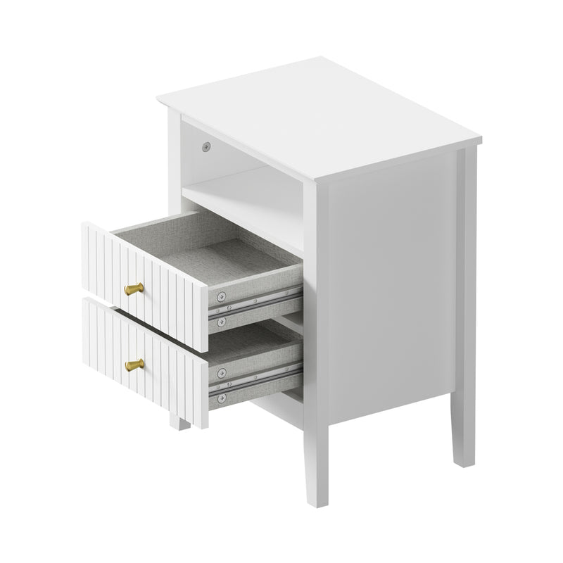 Oikiture 2x Bedside Table Nightstand 2 Drawers Bedroom Cabinet White