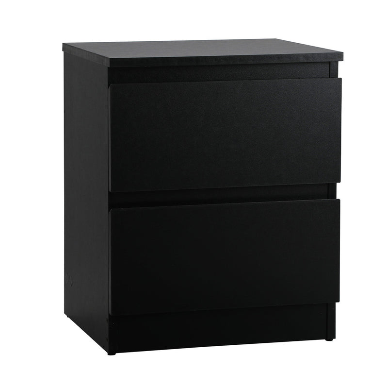 Oikiture Bedside Table Nightstand 2 Drawers Black